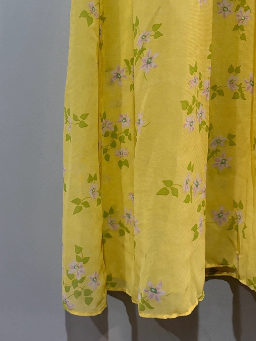 BCBG Mariposa Yellow Floral Lace Cut-Out Chiffon Maxi Dress 12 - Picture 10 of 13